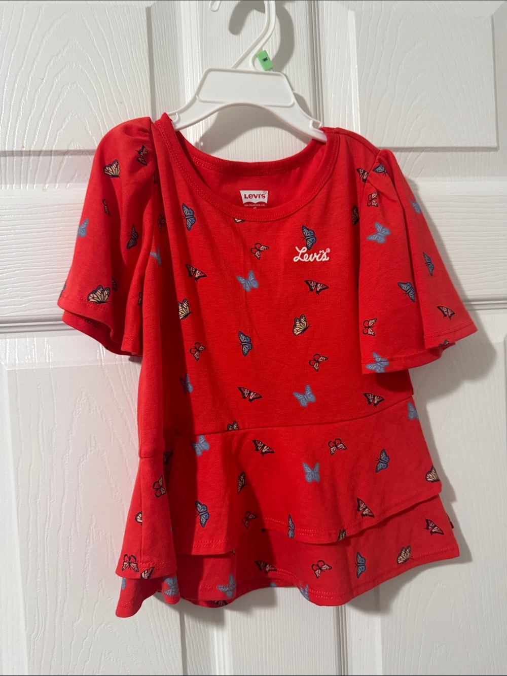 Levi's Girls Red Butterfly Print Dress Size 4T Like New